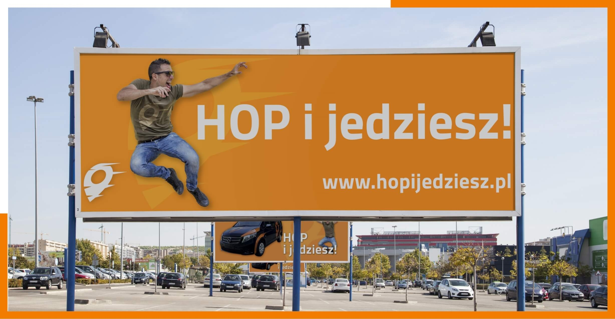 Wizualizacja bilbordu, który stworzyliśmy na potrzeby kampanii reklamowej AutoHOP-a w Gliwicach.